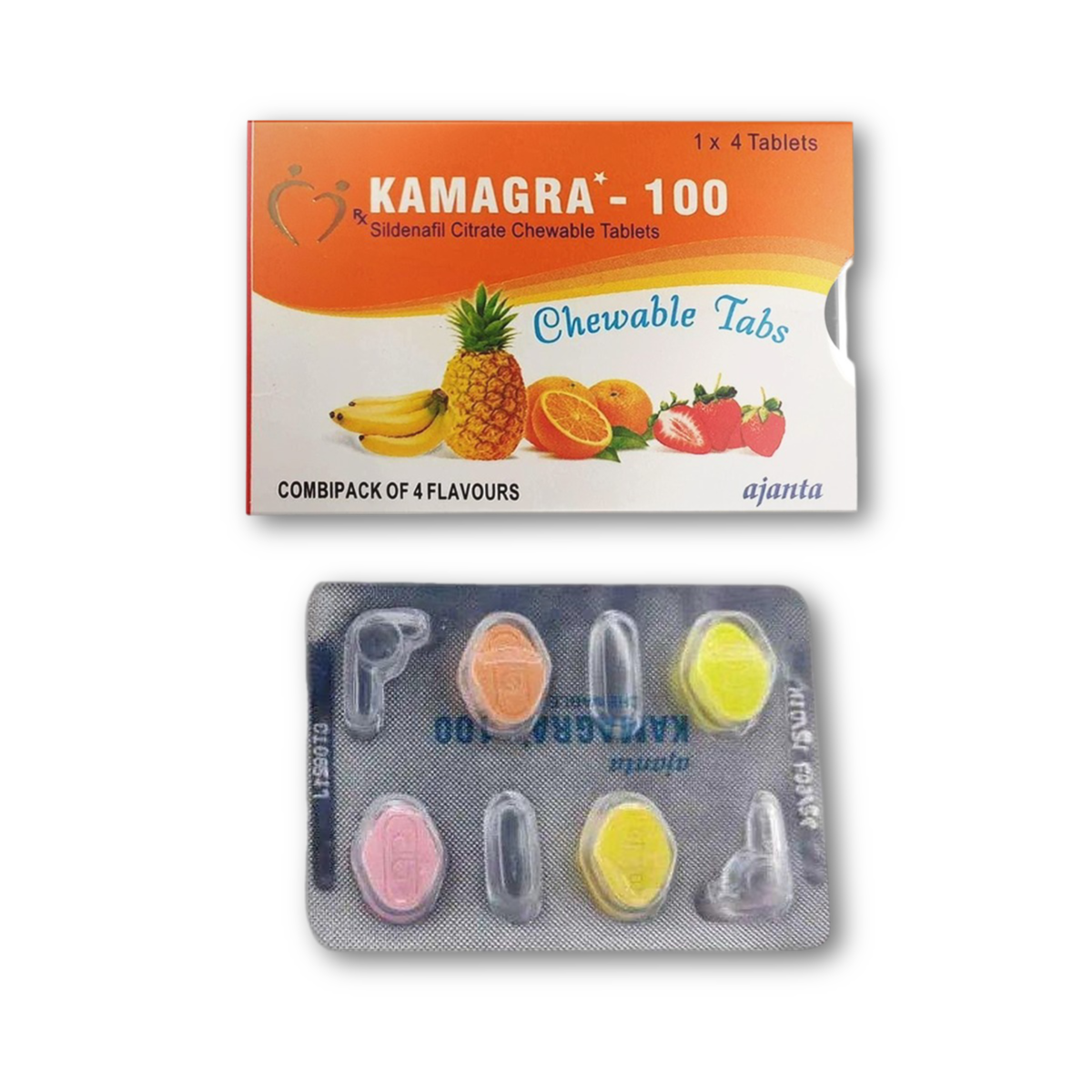 kamagra-chewable-tablets-box-and-med_1_ 02 boxes Kamagra Chewable candy 100 mg. 8 tablets - Image 1